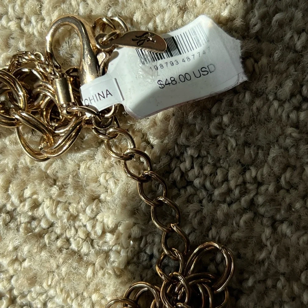 Free People Gold Layered Charm Necklace NWT Boho Statement NWT - Picture 5 of 5
